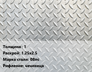 Лист рифленый 1 1.25х2.5 Сталь: 08пс чечевица, оцинкованный цена от 69300 сом / т, где купить, условия доставки в Оше и Ошской области